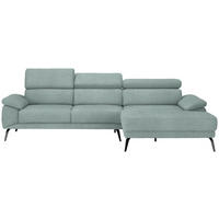 ECKSOFA in Velours Mintgrün  - Schwarz/Mintgrün, Design, Textil/Metall (295/187cm) - Novel