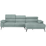 ECKSOFA in Velours Mintgrün  - Schwarz/Mintgrün, Design, Textil/Metall (295/187cm) - Novel