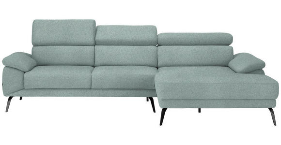 ECKSOFA in Velours Mintgrün  - Schwarz/Mintgrün, Design, Textil/Metall (295/187cm) - Novel