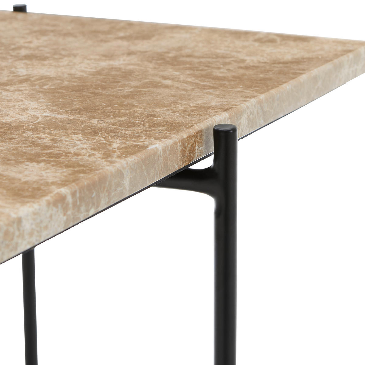 COUCHTISCH 50/50/45 cm quadratisch Schwarz, Braun  - Schwarz/Braun, Design, Stein/Metall (50/50/45cm) - Livetastic