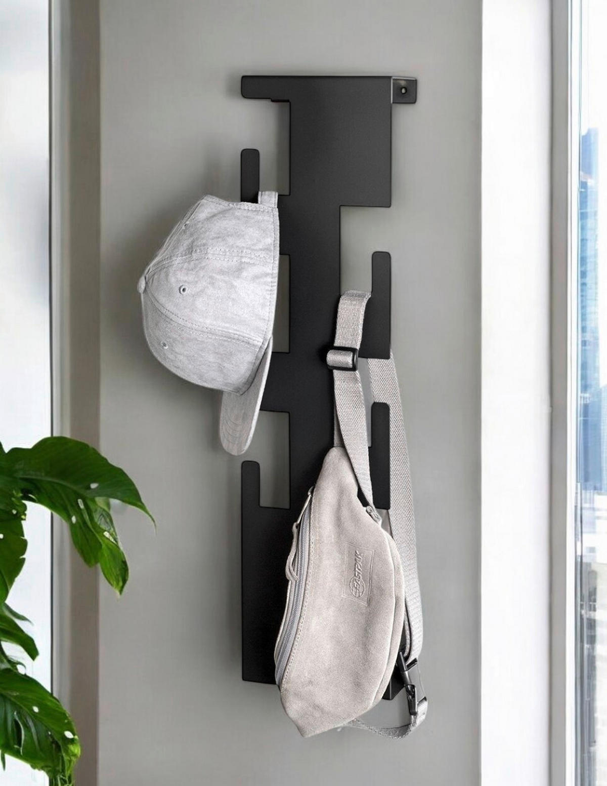 WANDGARDEROBE - Schwarz, Design, Metall (15/60/8cm)