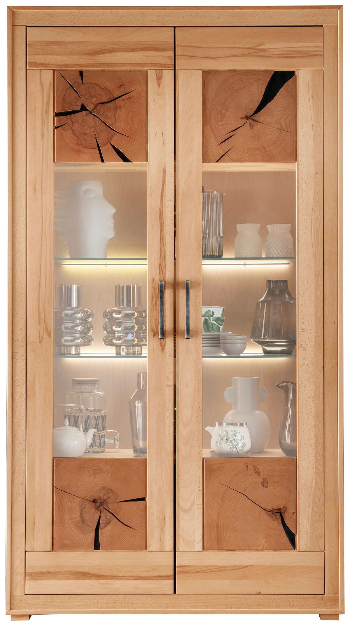 VITRINE  in massiv Kernbuche Kernbuche  - Anthrazit/Kernbuche, KONVENTIONELL, Glas/Holz (110,3/201/40cm) - Livetastic