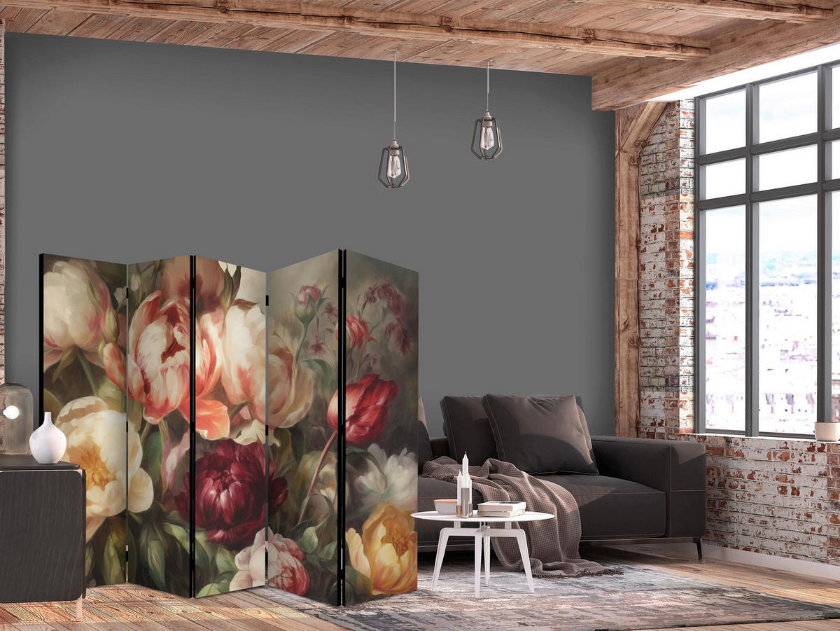 PARAVENT - Weinrot/Creme, Basics, Textil (225/172/3cm) - artgeist