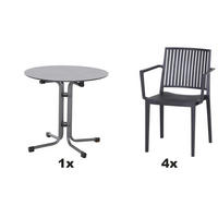 GARTENGARNITUR 5-teilig  - Anthrazit, Basics, Holzwerkstoff/Kunststoff (80/80/80cm) - Siena Garden