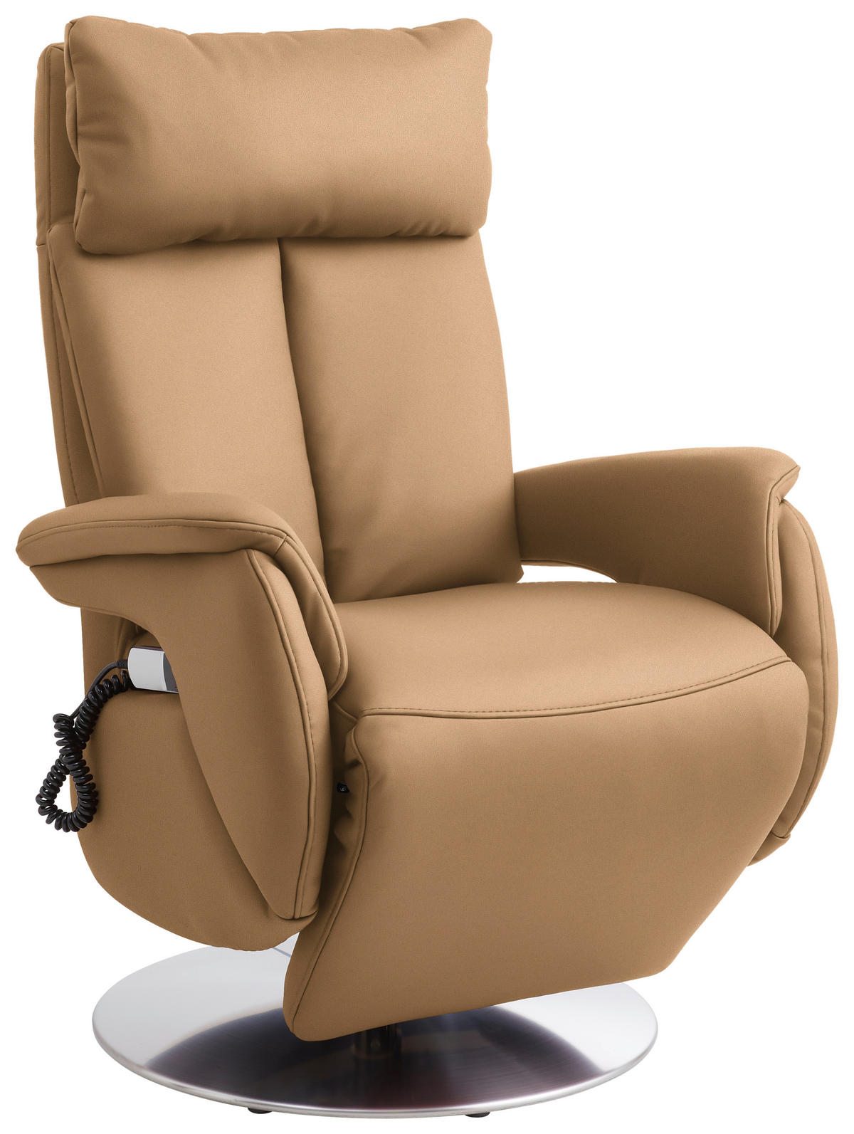 RELAXSESSEL Leder Cappuccino  - Edelstahlfarben/Cappuccino, Konventionell, Leder/Metall (78/110/81cm) - Cantus