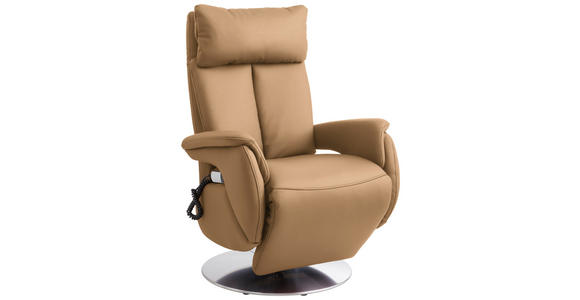 RELAXSESSEL in Leder Cappuccino  - Edelstahlfarben/Cappuccino, KONVENTIONELL, Leder/Metall (78/110/81cm) - Cantus