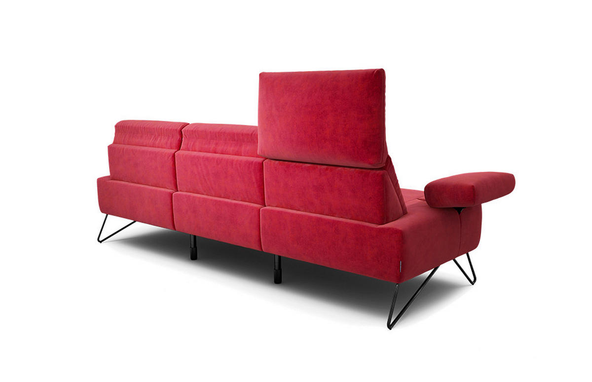3-SITZER-SOFA Samt Rot  - Rot/Schwarz, Design, Textil/Metall (234-264/85/86-94cm) - SENSOO