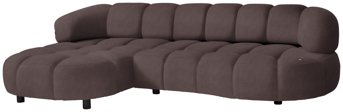 ECKSOFA Taupe Webstoff  - Taupe/Schwarz, Design, Holz/Textil (183/284cm) - Welnova