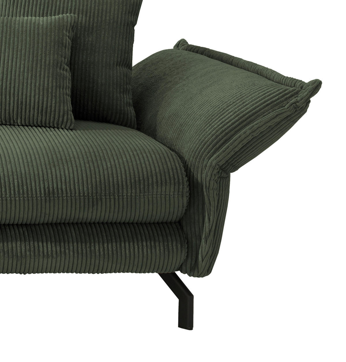 ECKSOFA in Cord Grün  - Schwarz/Grün, Modern, Textil/Metall (180/255cm) - Livetastic