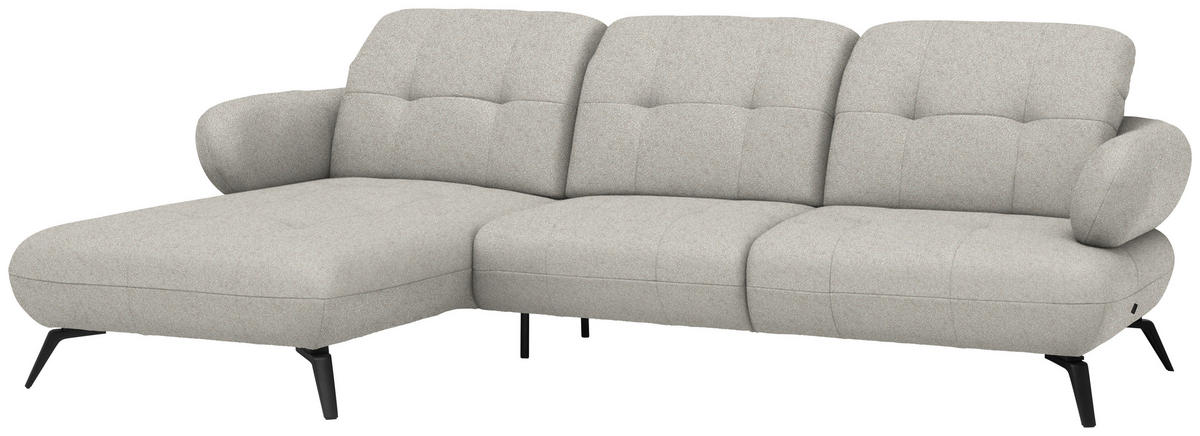 ECKSOFA Chenille Beige  - Beige/Schwarz, Modern, Textil/Metall (180/282cm) - Novel
