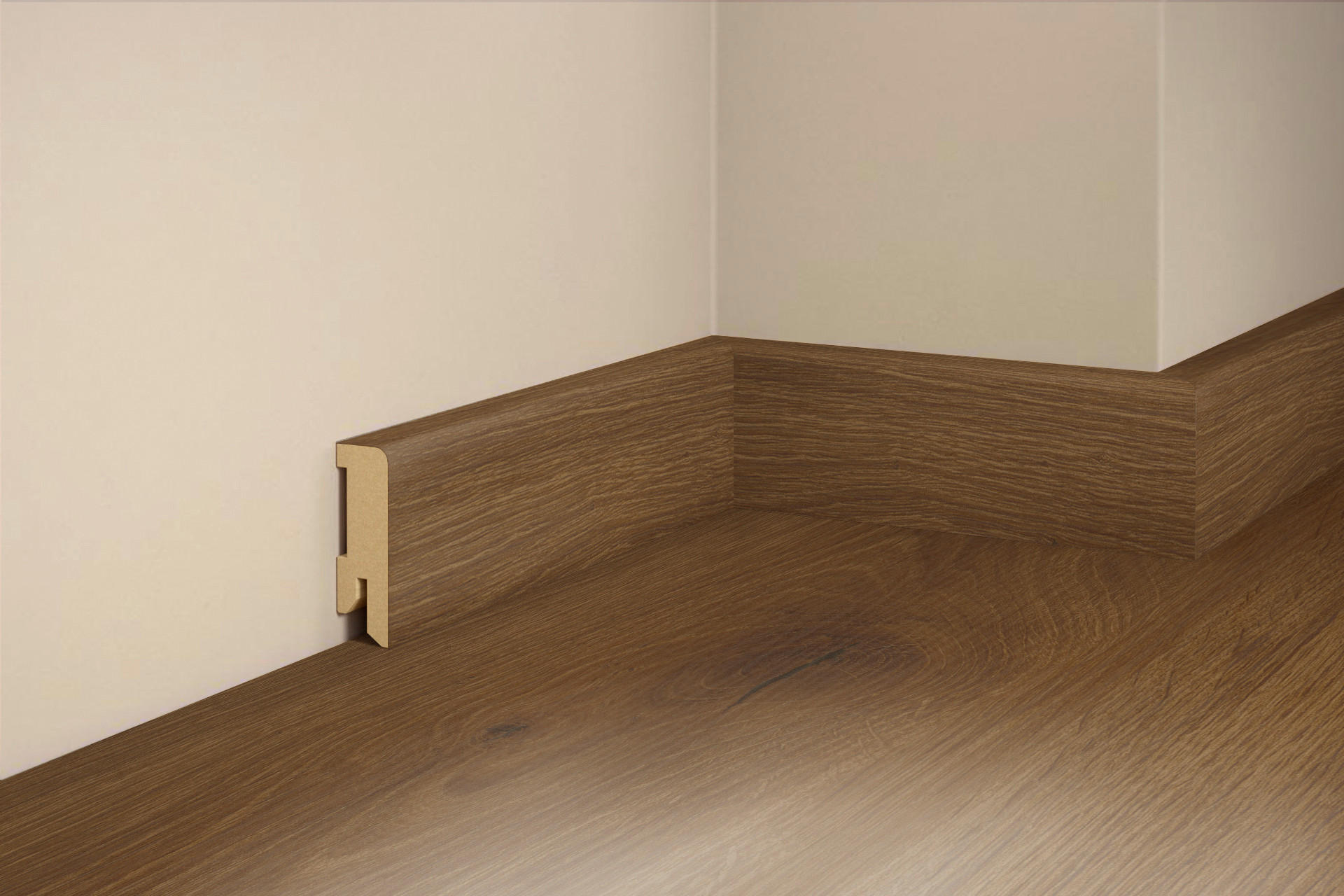 SOCKELLEISTE, Eiche Mocca  - Basics, Holz (240/5/1,6cm) - Tilo