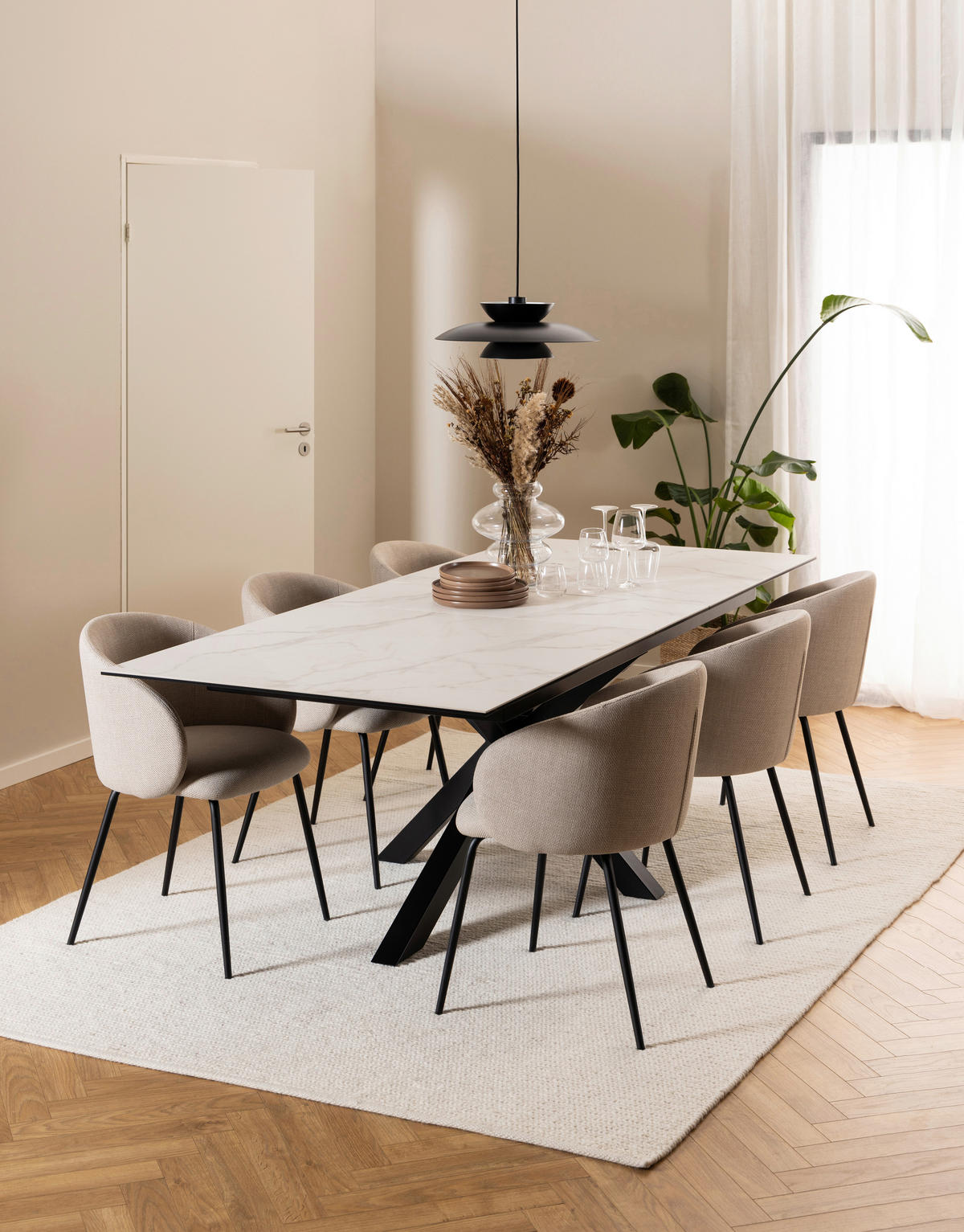 STOL ZA BLAGOVAONICU  bijela  keramika      - bijela/crna, Trend, metal/keramika (200-240/100/76cm) - MID.YOU