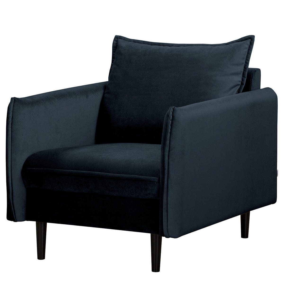 SESSEL in Samt Dunkelblau  - Schwarz/Dunkelblau, Design, Holz/Textil (74/86/100cm) - P & B