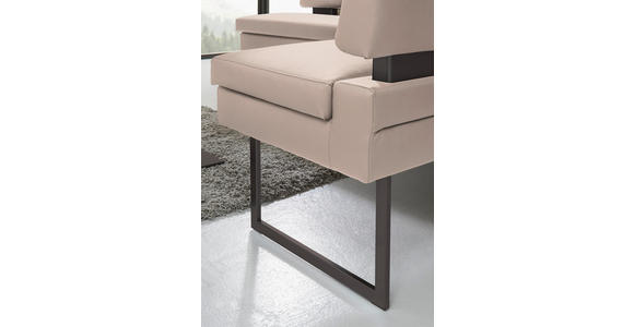 ECKBANK 200/158 cm Mikrofaser Creme   - Creme/Schwarz, Design, Textil/Metall (200/158cm) - Dieter Knoll