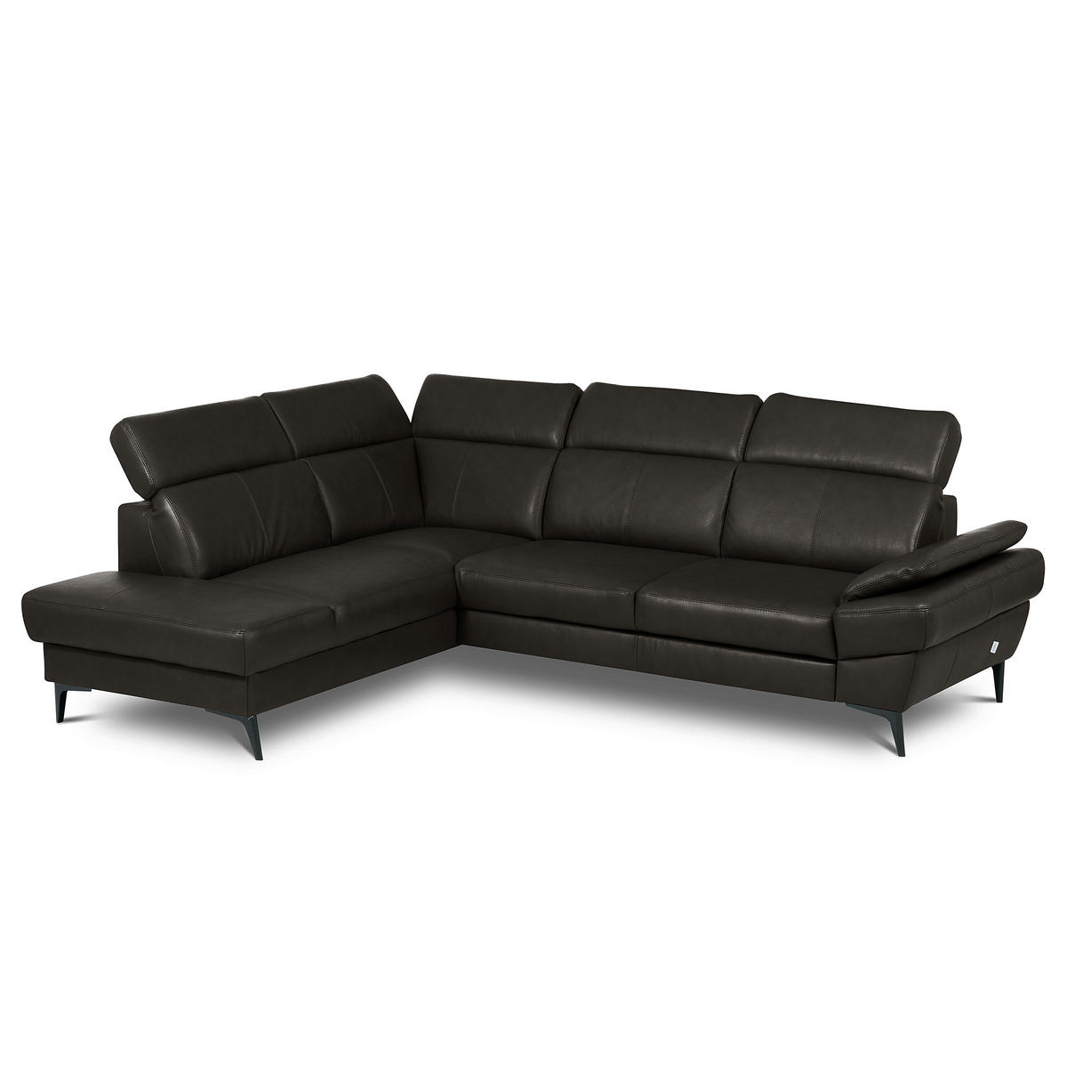ECKSOFA  in Lederlook Echtleder Dunkelbraun  - Dunkelbraun/Schwarz, Design, Leder/Textil (211/264cm) - Livetastic