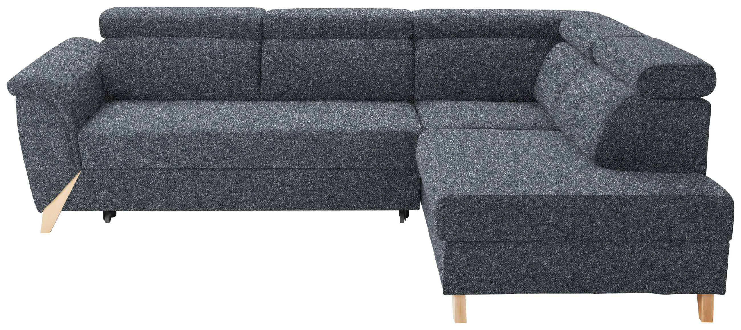 ECKSOFA  in Bouclé Anthrazit  265/200 cm  - Anthrazit/Naturfarben, KONVENTIONELL, Holz/Textil (265/200cm) - Stylife