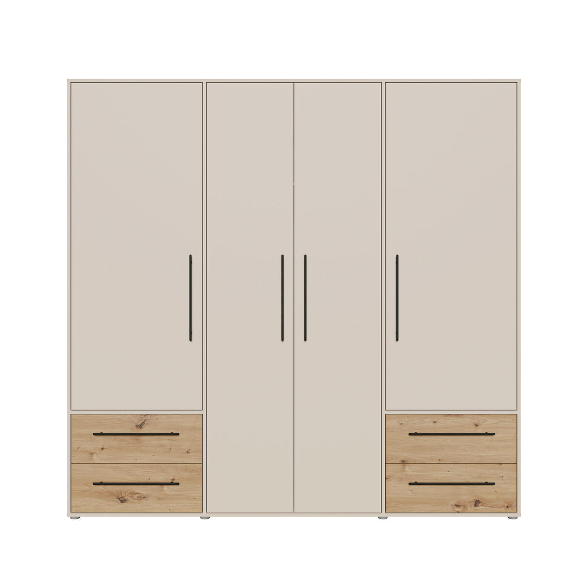 DREHTÜRENSCHRANK 205,9/200,1/58,8 cm,  in Sandfarben, Eiche Artisan, 4 Tür(en)  - Sandfarben/Schwarz, KONVENTIONELL, Holzwerkstoff/Kunststoff (205,9/200,1/58,8cm) - Milino