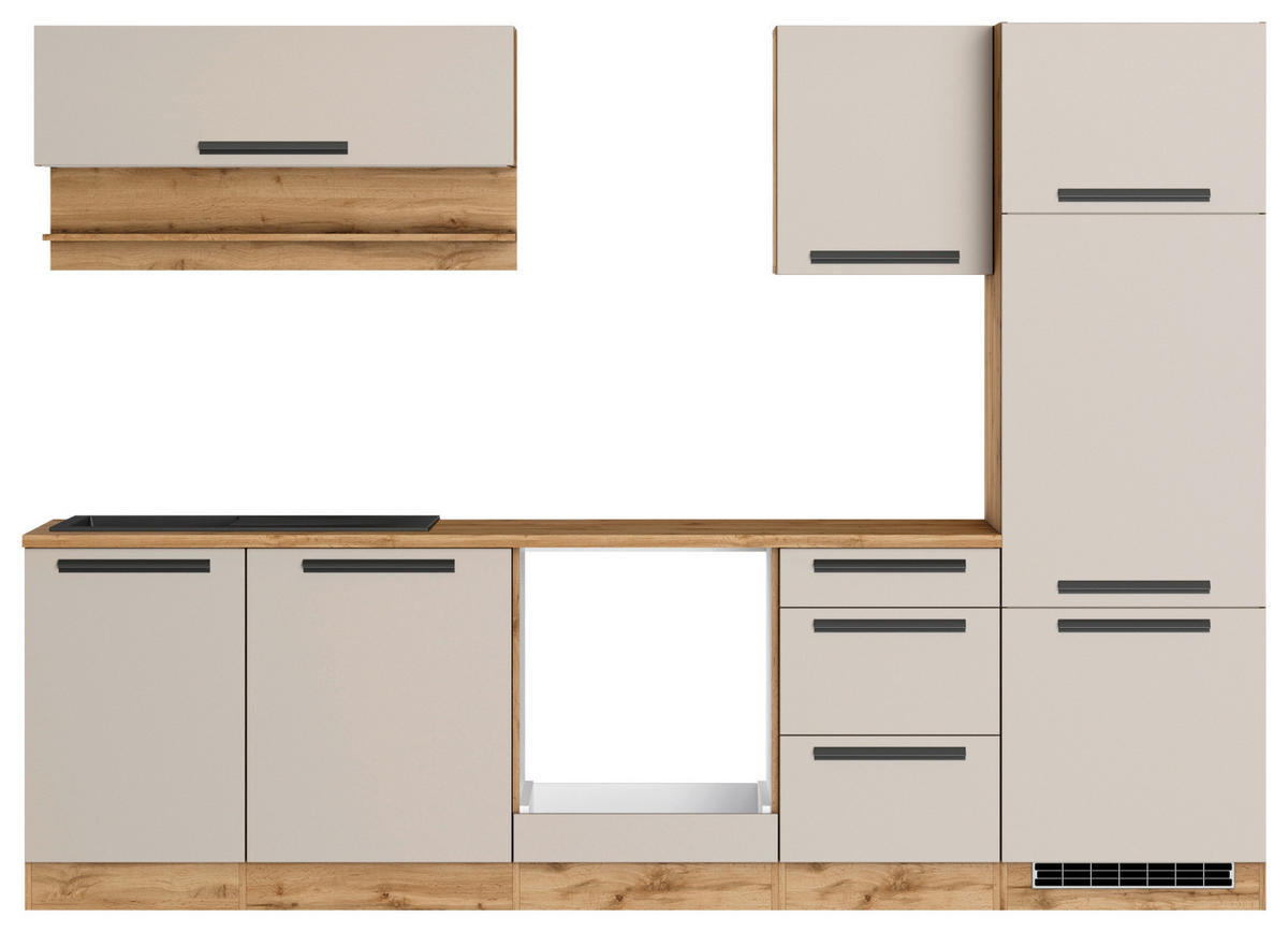 KÜCHENLEERBLOCK Aveiro 280 cm  in Kaschmir, Eiche Wotan  - Kaschmir/Eiche Wotan, Trend, Holzwerkstoff/Metall (280cm) - Held