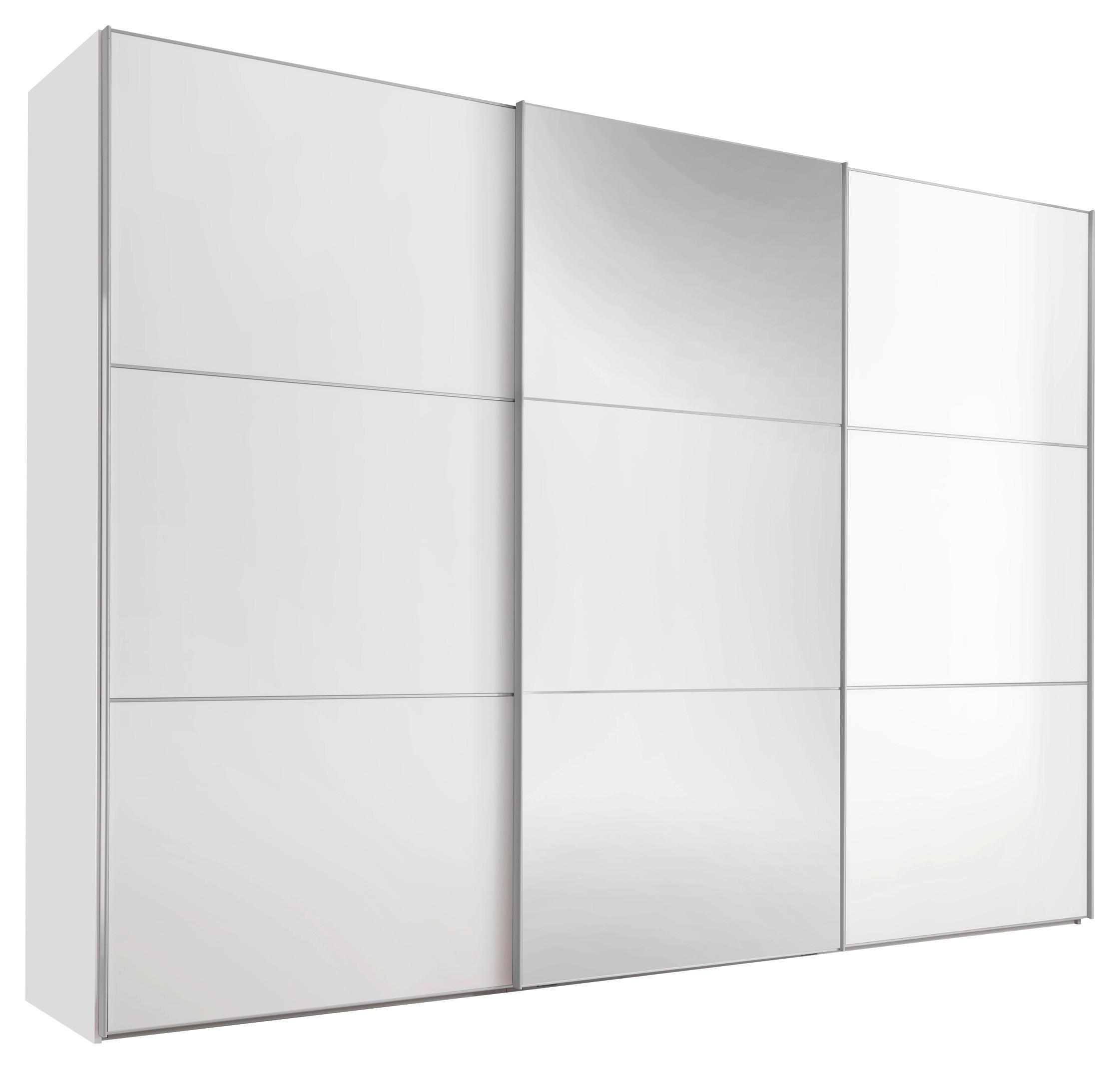 SCHWEBETÜRENSCHRANK 249/222/68 cm 3-türig Weiß - Alufarben/Weiß, Holzwerkstoff/Metall (249/222/68cm) - Moderano