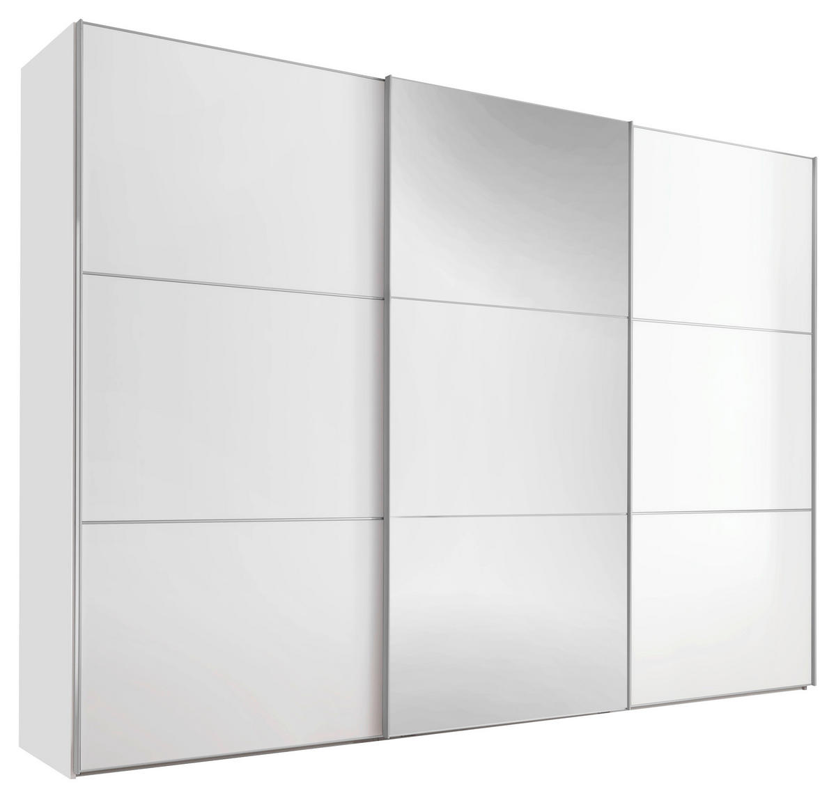 SCHWEBETÜRENSCHRANK  in Weiß  - Alufarben/Weiß, Holzwerkstoff/Metall (280/222/68cm) - Moderano