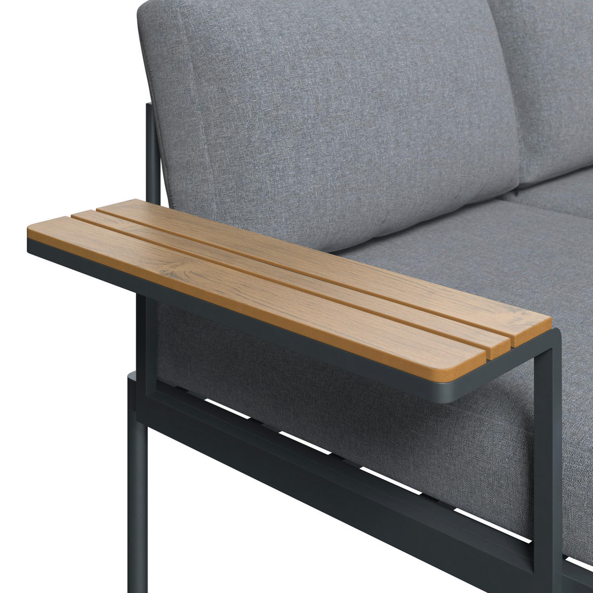 LOUNGEGARNITUR 3-teilig   85/64.5/71.5 cm Stahl  - Dunkelgrau/Naturfarben, MODERN, Kunststoff/Textil (85/64.5/71.5cm) - Ambia Garden