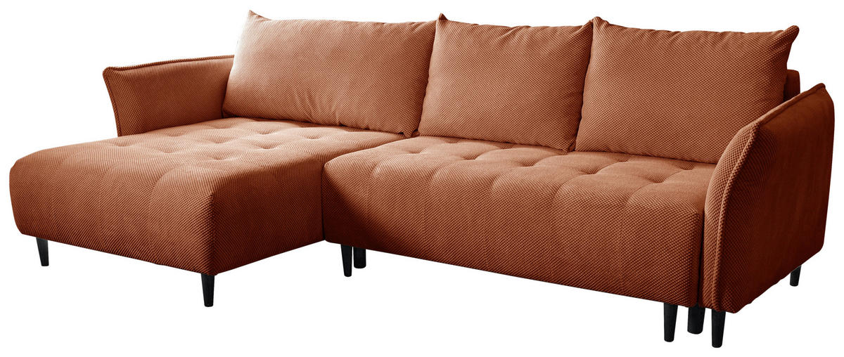 ECKSOFA MONTE CARLO Terracotta Struktur, Plüsch  - Terracotta/Schwarz, Trend, Textil (160/290cm) - MID.YOU