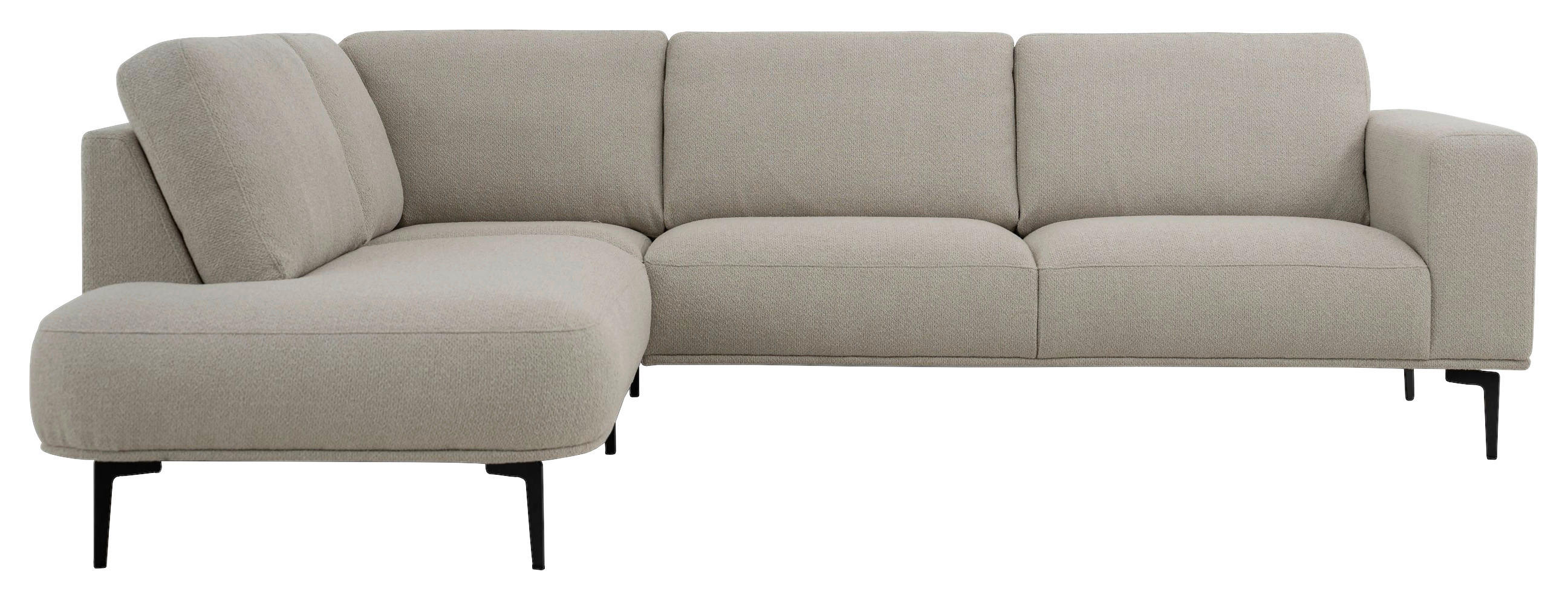 SOFFA i chenille beige  - beige/svart, Klassisk, metall/trä (397/213cm) - Pure Home Comfort
