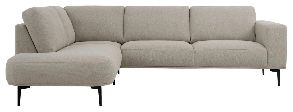 SOFFA i chenille beige  - beige/svart, Klassisk, metall/trä (397/213cm) - Pure Home Comfort