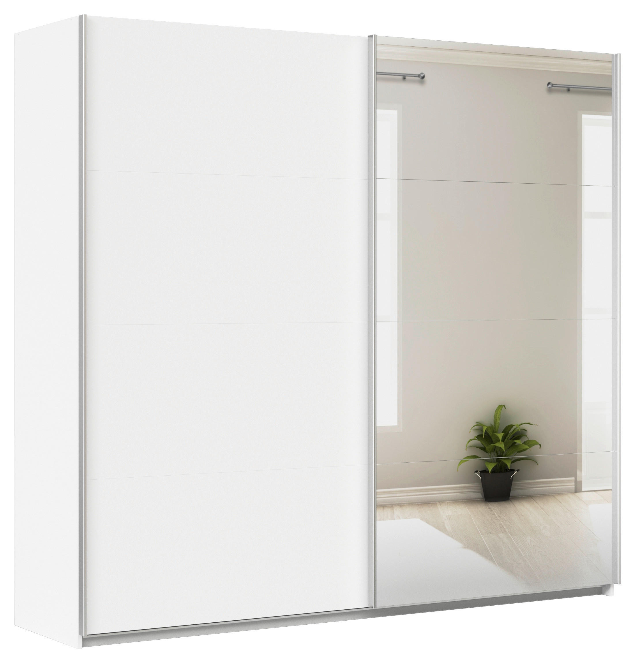Schwebetürenschrank + Spiegel B: 225cm Feldkirch Weiß