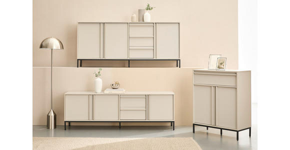 LOWBOARD - Hellgrau/Schwarz, Design, Holz/Holzwerkstoff (180/60,5/40cm) - Xora