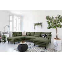 SJEDEĆA GARNITURA tekstil  zelena   - zelena/crna, Design, tekstil/drvo (200/300/150cm) - P & B