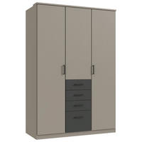 KLEIDERSCHRANK 135/199/58 cm,  in Graphitfarben, Grau, 3 Tür(en)  - Schwarz/Graphitfarben, KONVENTIONELL, Holzwerkstoff/Kunststoff (135/199/58cm) - Boxxx