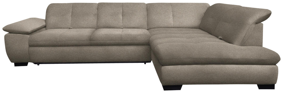 ECKSOFA in Flachgewebe Beige  - Beige/Schwarz, Design, Textil/Metall (313/242cm) - Xora