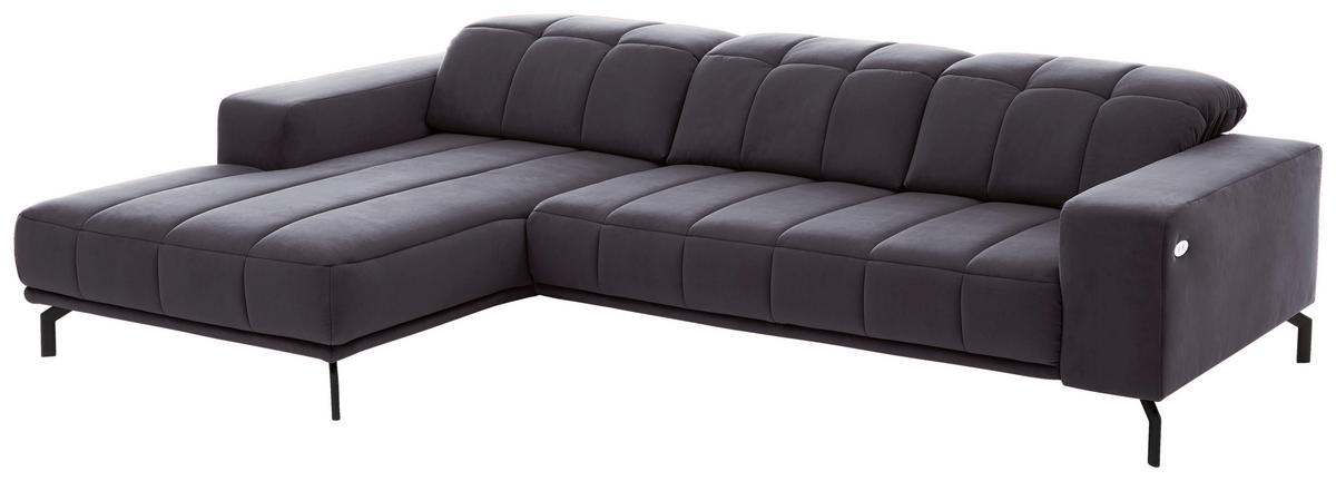 ECKSOFA in Velours Altrosa  195/293 cm  - Schwarz/Altrosa, Design, Textil/Metall (195/293cm) - Beldomo Style