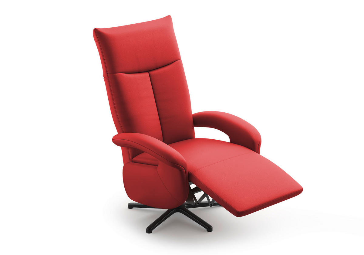 SESSEL in Echtleder Rot  - Rot/Schwarz, Konventionell, Leder/Metall (74/112/82cm) - Sit & More