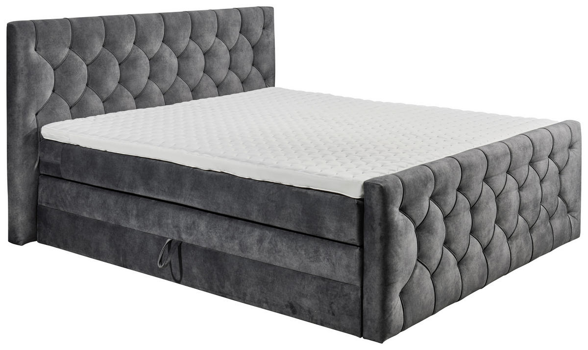 BOXSPRINGBETT 180/200 cm  in Anthrazit  - Anthrazit/Schwarz, MODERN, Holzwerkstoff/Kunststoff (180/200cm) - MID.YOU