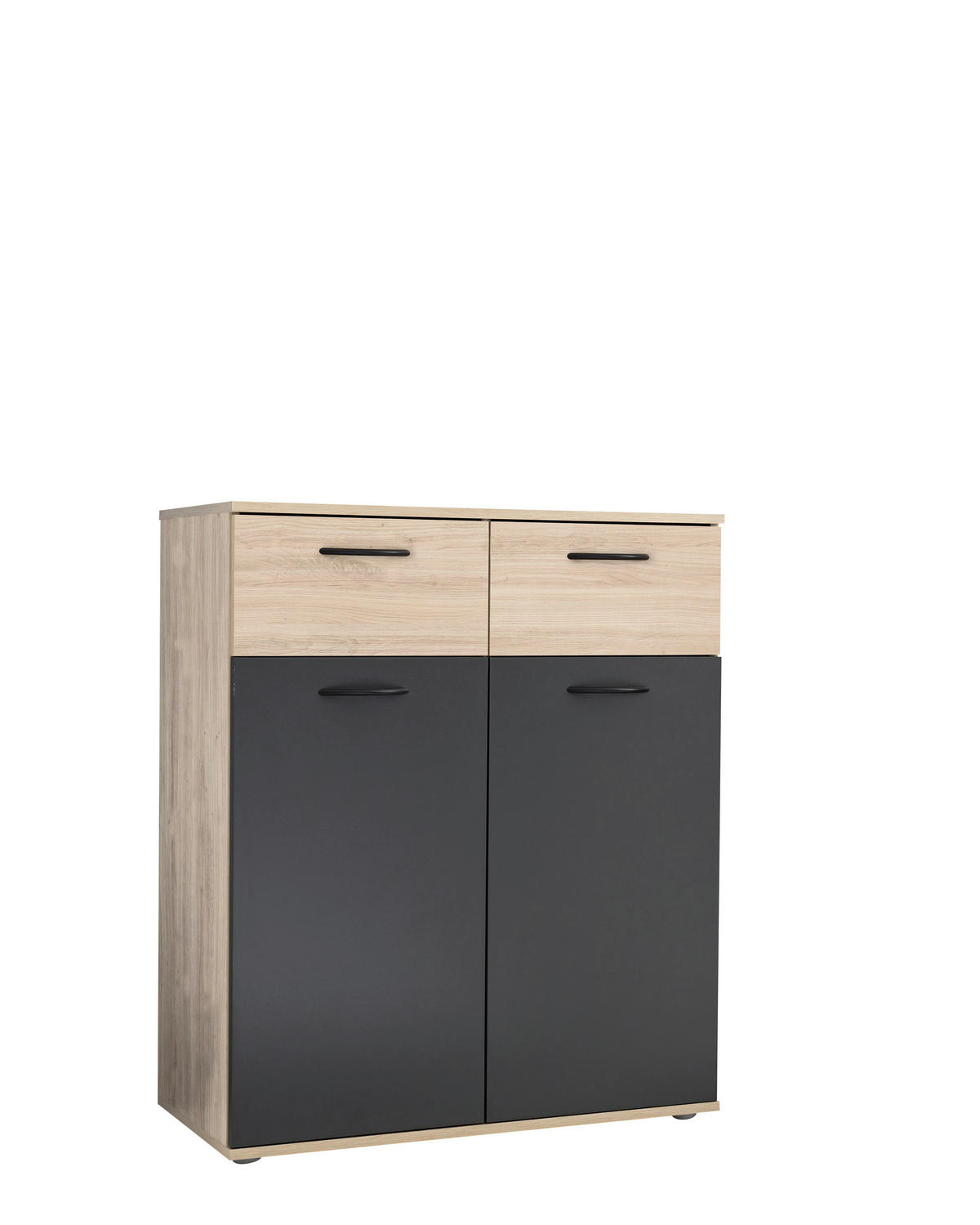 KOMODA, barve grafita, barve hrasta  - črna/barve hrasta, Konvencionalno, umetna masa/leseni material (80/95/38cm) - Hom`in