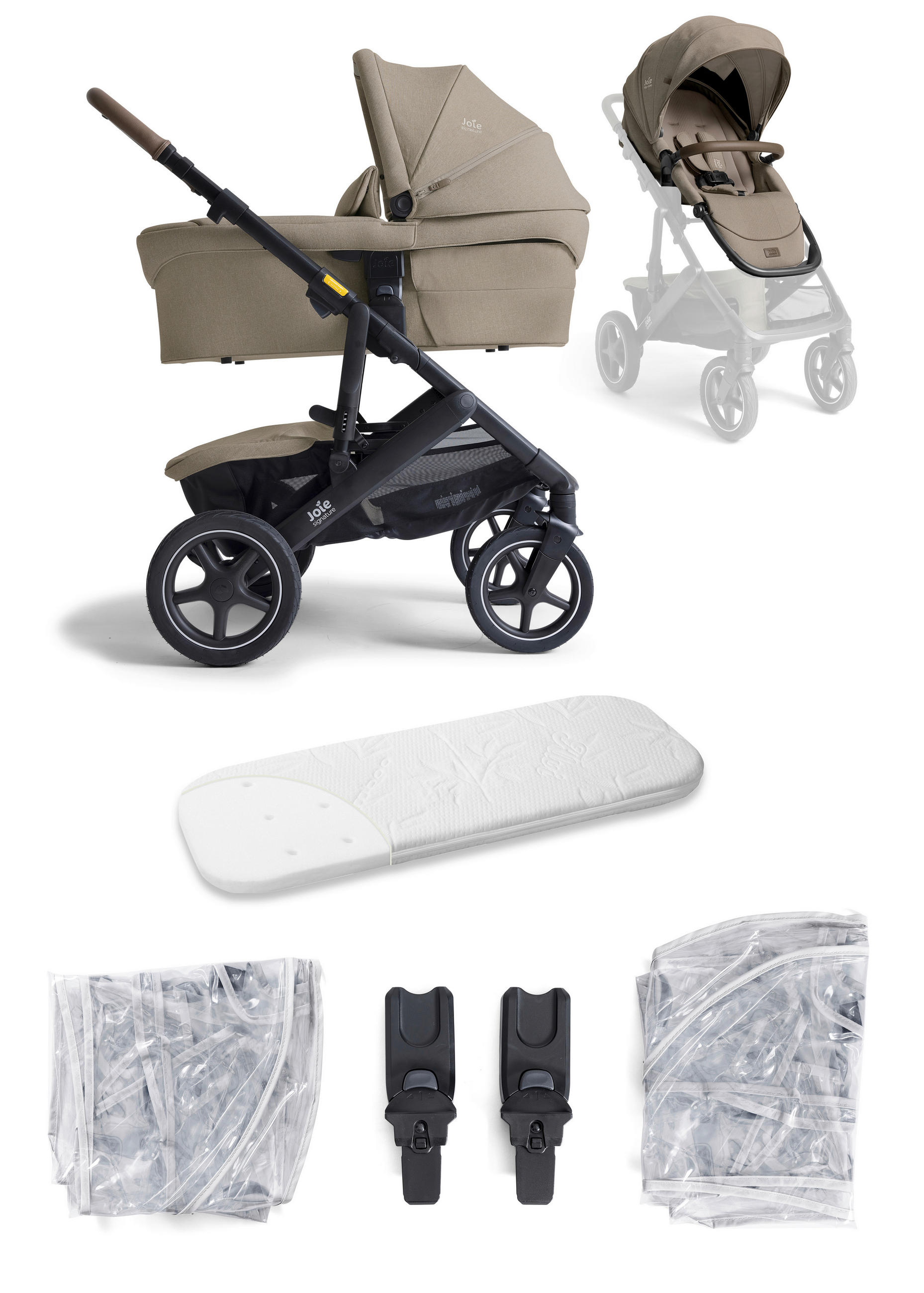 KINDERWAGENSET  Vinca 2in1  Sandstone  - Sandfarben/Schwarz, Basics, Textil/Metall (65/109/97cm) - JOIE SIGNATURE