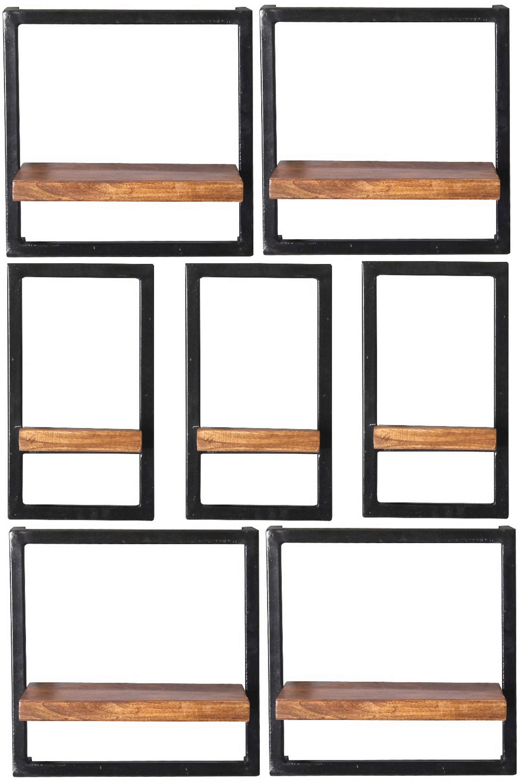WANDREGALSET 75/115/25 cm  - Schwarz/Naturfarben, Design, Holz/Metall (75/115/25cm) - MID.YOU