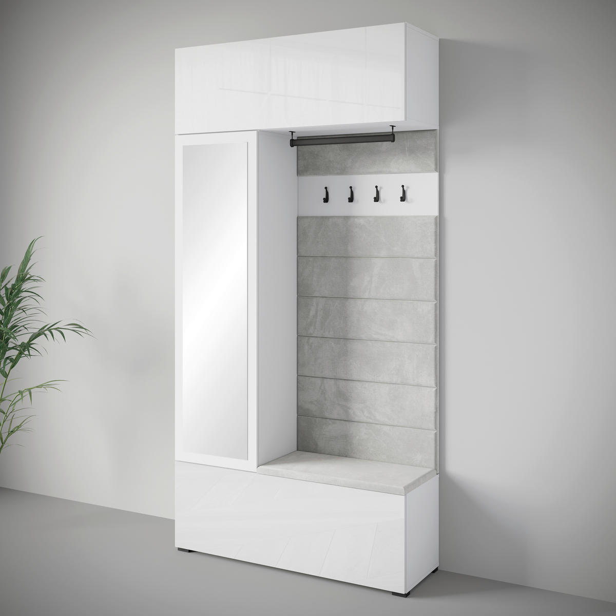 GARDEROBE  in 115/231,9/37,5 cm  - Weiss Hochglanz/Weiss, Trend, Holzwerkstoff (115/231,9/37,5cm) - Livetastic