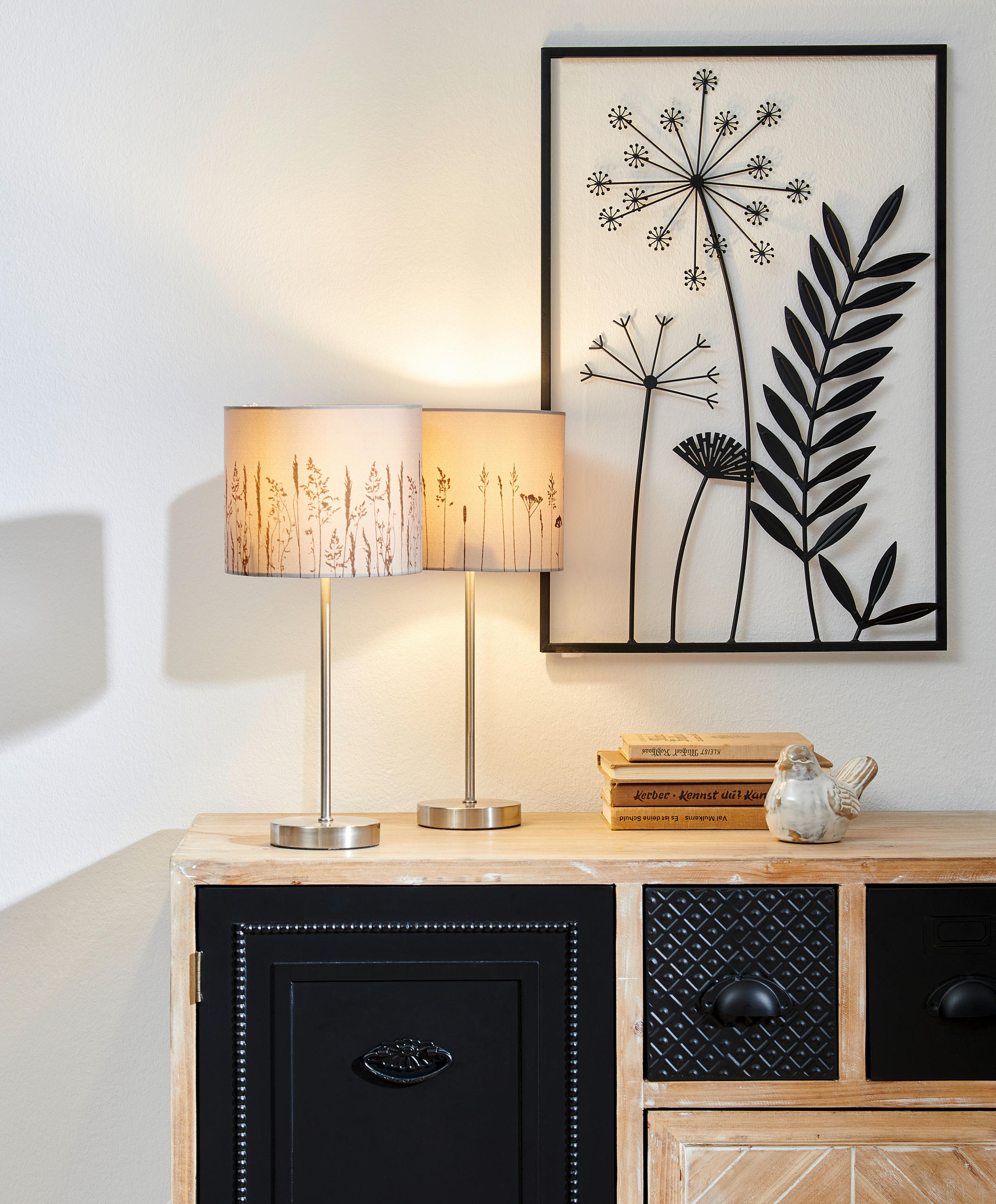 ZIDNA DEKORACIJA 40/60 cm - crna, Natur, metal (40/60cm) - Ambia Home