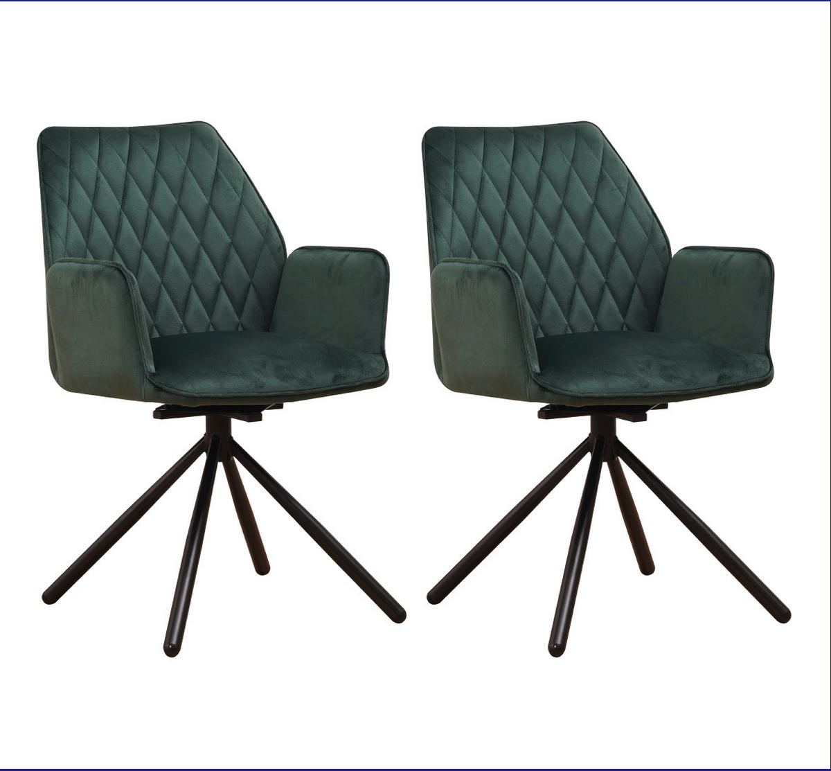 SADA STOLIČIEK S PODRÚČKAMI 2 kus - čierna/zelená, Modern, kov/textil (57,5/92/52cm) - MID.YOU