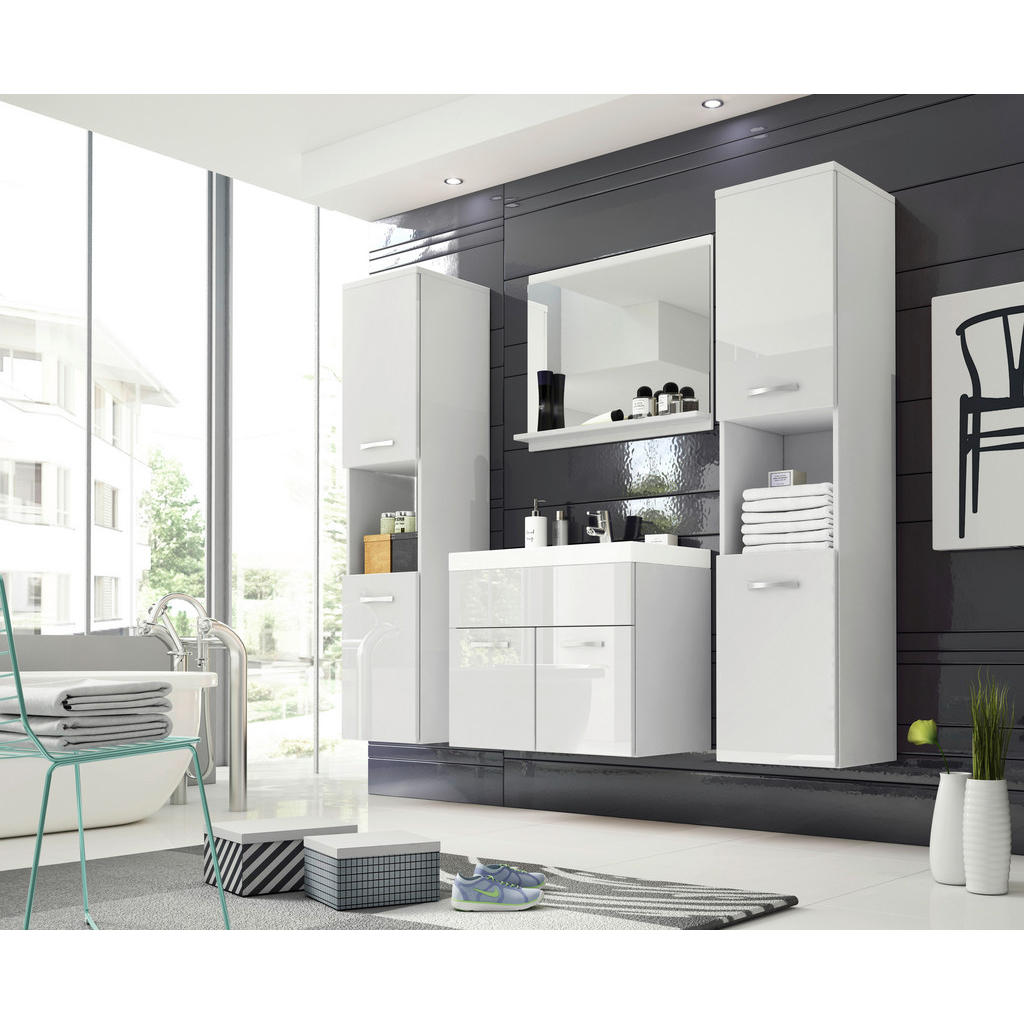 Badmöbel-set 5-tlg. Montreal Xl Weiß Matt/weiß