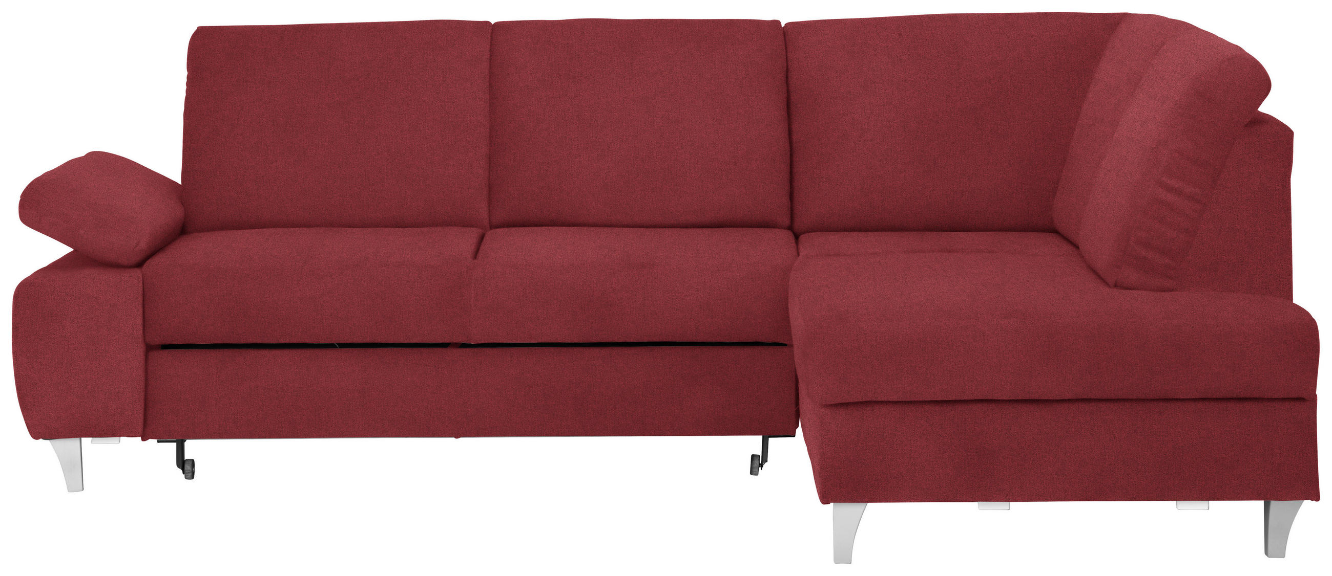 ECKSOFA in Flachgewebe Rot  - Silberfarben/Rot, Konventionell, Holz/Textil (255/186cm) - Cantus
