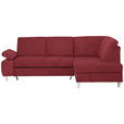 ECKSOFA in Flachgewebe Rot  - Silberfarben/Rot, KONVENTIONELL, Holz/Textil (255/186cm) - Cantus