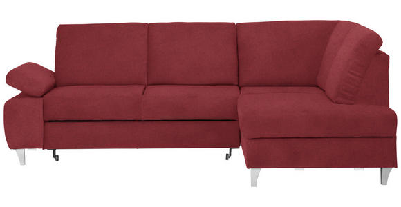 ECKSOFA in Flachgewebe Rot  - Silberfarben/Rot, KONVENTIONELL, Holz/Textil (255/186cm) - Cantus