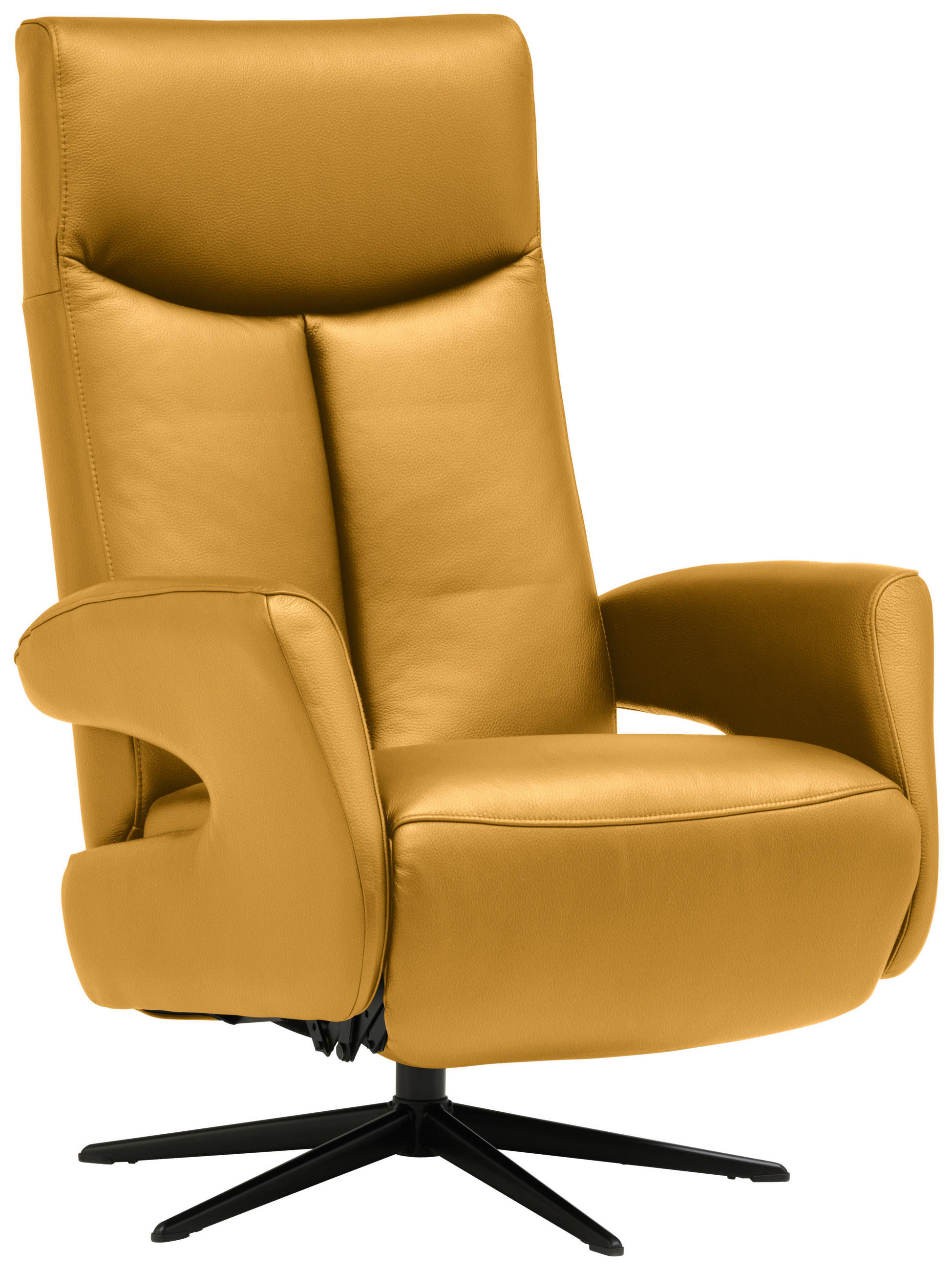 RELAXSESSEL in Leder Gelb  - Gelb/Schwarz, Design, Leder/Metall (74/105/82cm) - Welnova