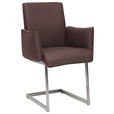 ARMLEHNSTUHL  in Stahl Mikrofaser  - Edelstahlfarben/Dunkelbraun, Design, Holzwerkstoff/Textil (63/91/60cm) - Dieter Knoll
