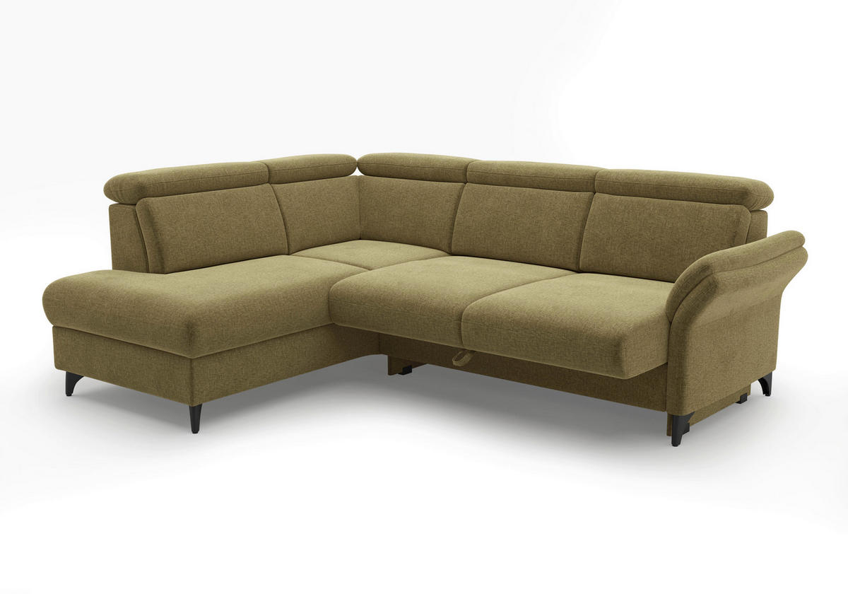 ECKSOFA GLENDALE E Olivgrün Flachgewebe  - Schwarz/Olivgrün, KONVENTIONELL, Textil/Metall (193/247cm) - Sit & More