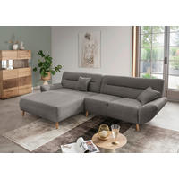 ECKSOFA in Bouclé Anthrazit  - Wildeiche/Anthrazit, Konventionell, Holz/Textil (166/290cm) - MID.YOU